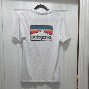 Patagonia White Tee with Mountain Graphic